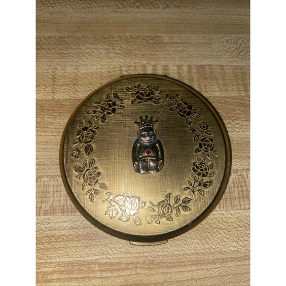 Vintage STRATTON Jeweled Gold Tone BILLIKEN FIGURE Powder Compact - Picture 1 of 8